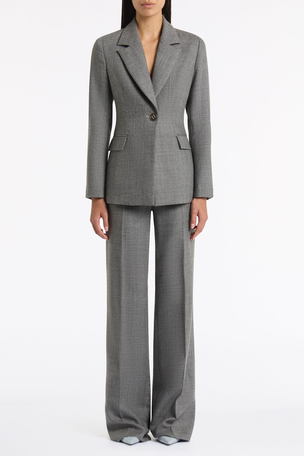 Carla Zampatti Melange Wool Suiting Pant (Grey)