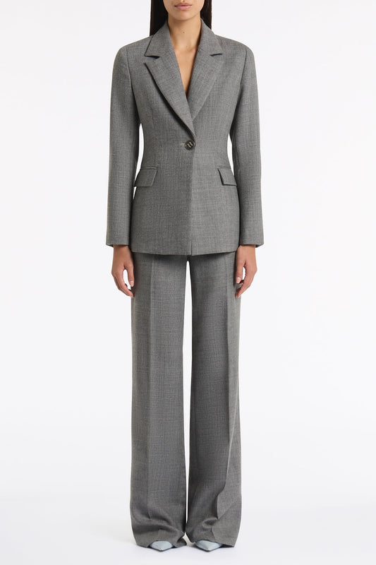 Image of Coats & Jackets. Product name - Grey Melange Wool Suiting Scarf Jacket in Grey colour by brand - Carla Zampatti