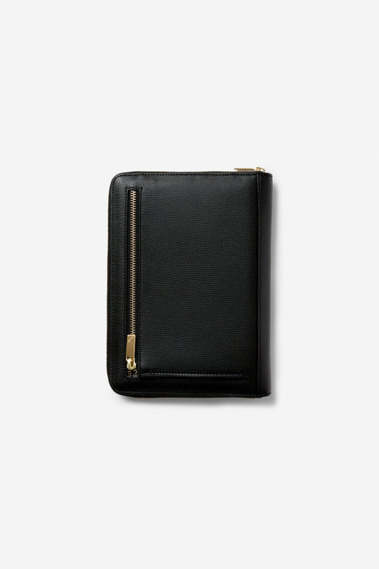 Image of Accessories. Product name - HARLEY A5 COMPENDIUM BLACK WITH GOLD HARDWARE in Black colour by brand - KINNON