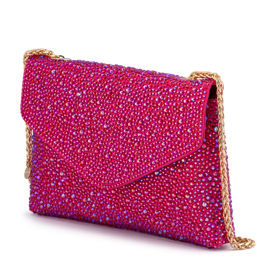 Olga Berg HATTIE Crystal Shoulder Bag (Fuchsia)