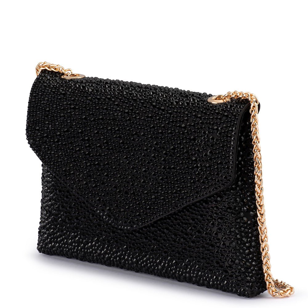 Olga Berg HATTIE Crystal Shoulder Bag (Black)