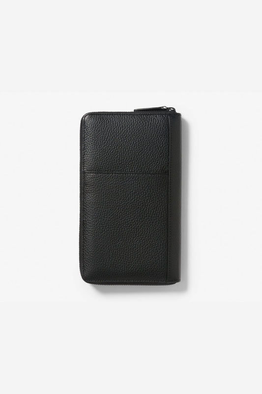 Image of Wallets & Money Clips. Product name - HEMINGWAY TRAVEL WALLET BLACK WITH BLACK HARDWARE in Black colour by brand - KINNON