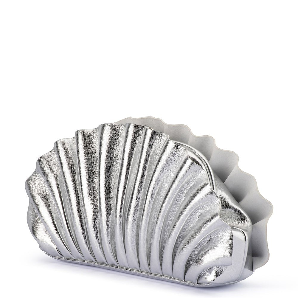 Olga Berg HOLLIE Pleated Clutch (Silver)