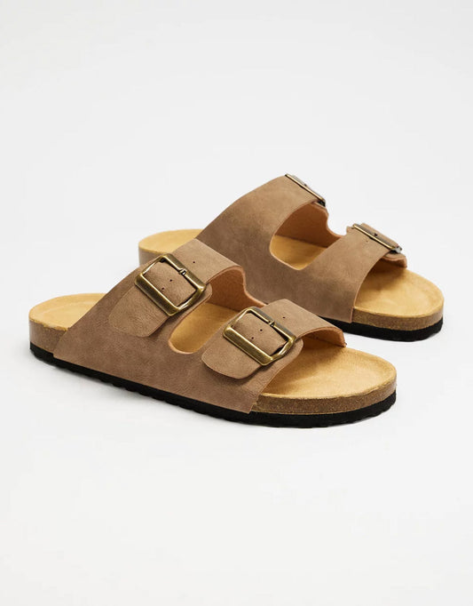 Image of Shoes. Product name - Ibiza Slides Taupe in Taupe colour by brand - Human Shoes