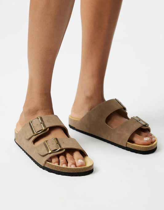 Human Shoes Ibiza Slides (Taupe)