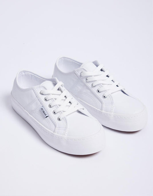 Image of Shoes. Productname: Cass Leather Sneakers - in White colour by brand - Human Shoes