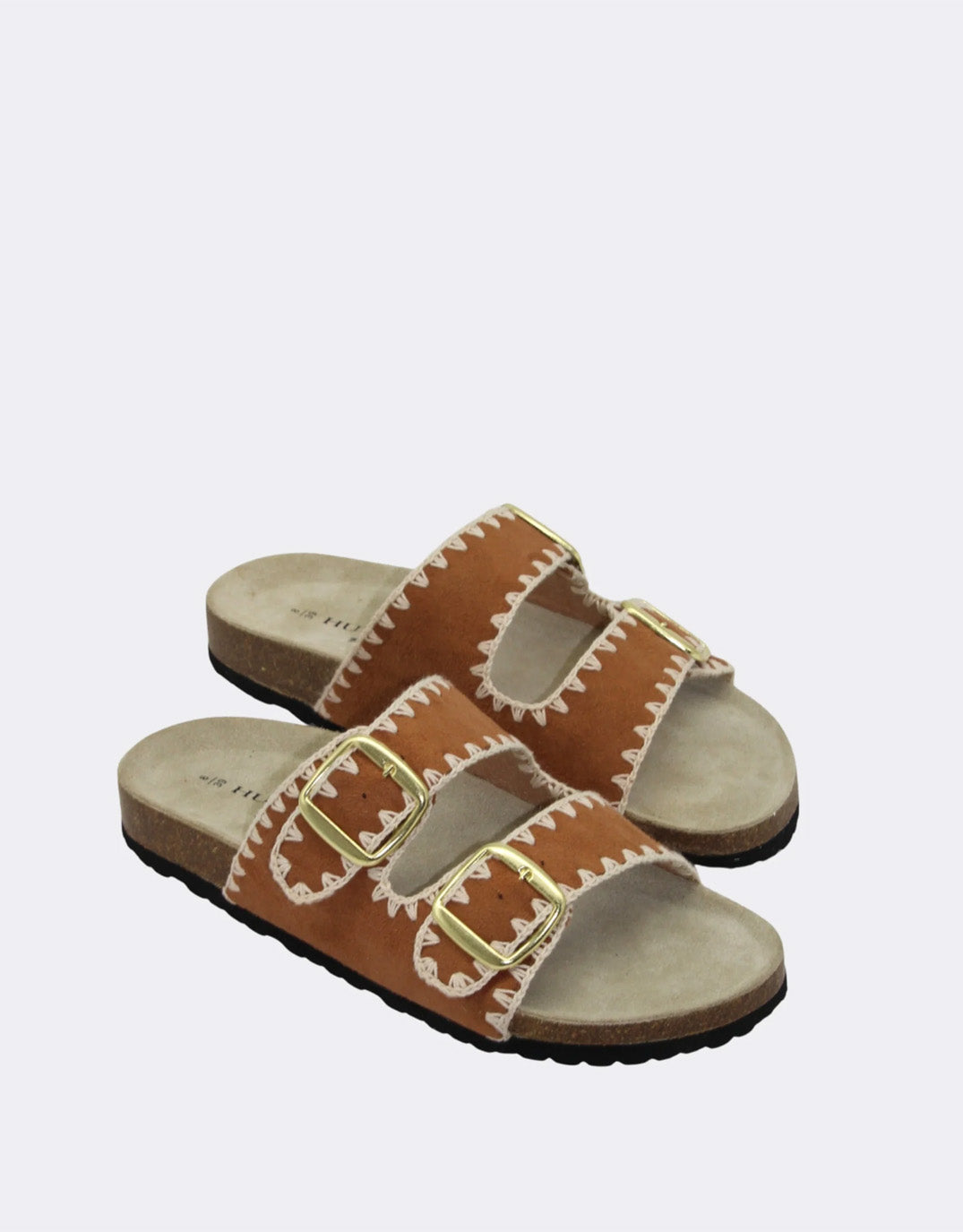 Image of Shoes. Product name - Cleo Slides Tan in Tan colour by brand - Human Shoes