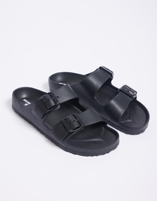 Image of Shoes. Product name - Ripe Slide Black in Black colour by brand - Human Shoes