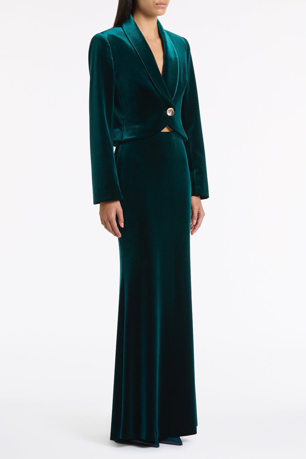 Carla Zampatti Hunter Velvet Cropped Jacket (Green)