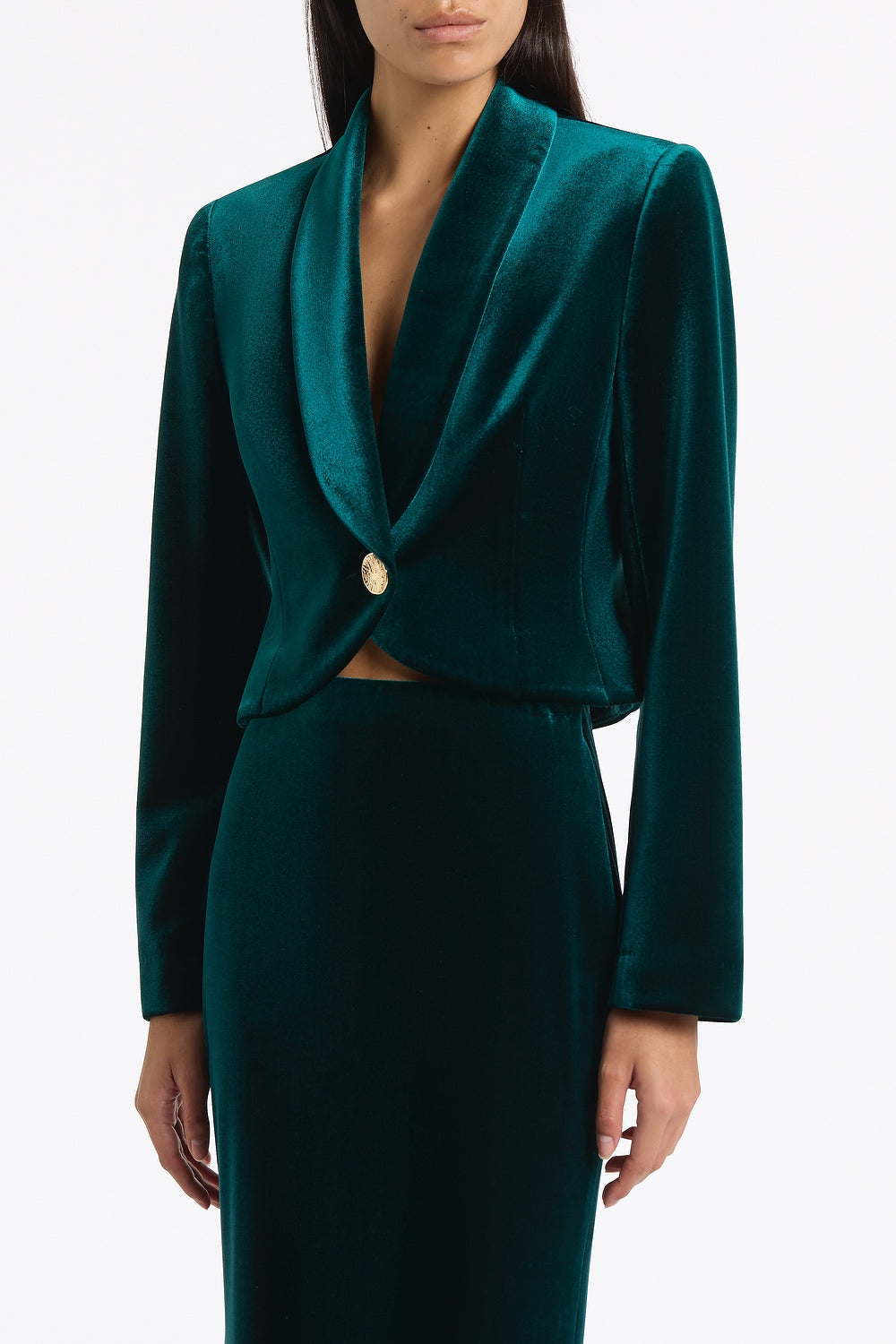 Carla Zampatti Hunter Velvet Cropped Jacket (Green)