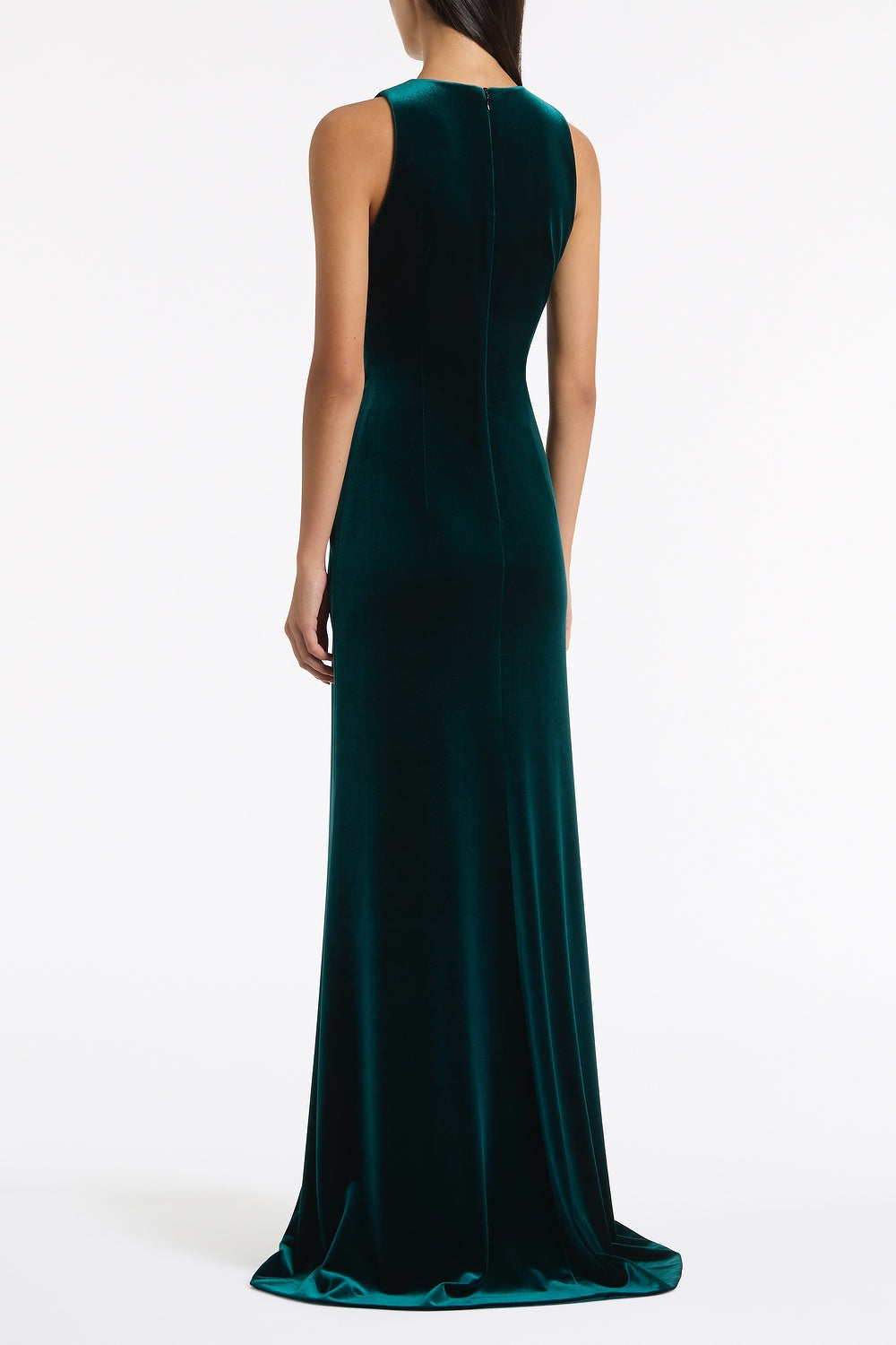 Carla Zampatti Hunter Velvet Gold Detail Maxi Dress (Green)