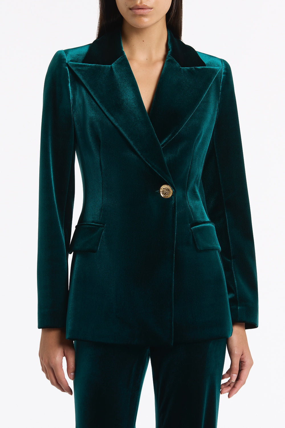 Carla Zampatti Hunter Velvet Longline Jacket (Green)