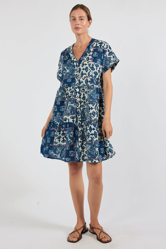 Image of Dresses. Product name - IBSA Billy Dress Indigo in Indigo colour by brand - I.B.S.A