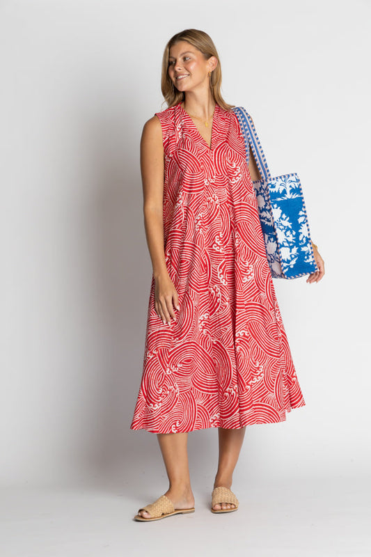 Image of Dresses. Productname: IBSA Casper Midi Red in Red colour by brand - I.B.S.A