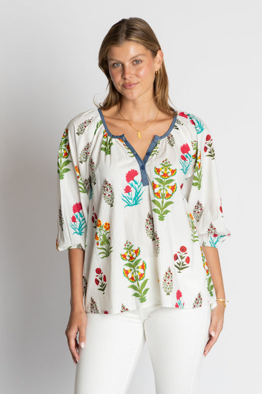 Image of a model wearing Tops. Productname: IBSA Clarksville Top White in White colour by brand - I.B.S.A