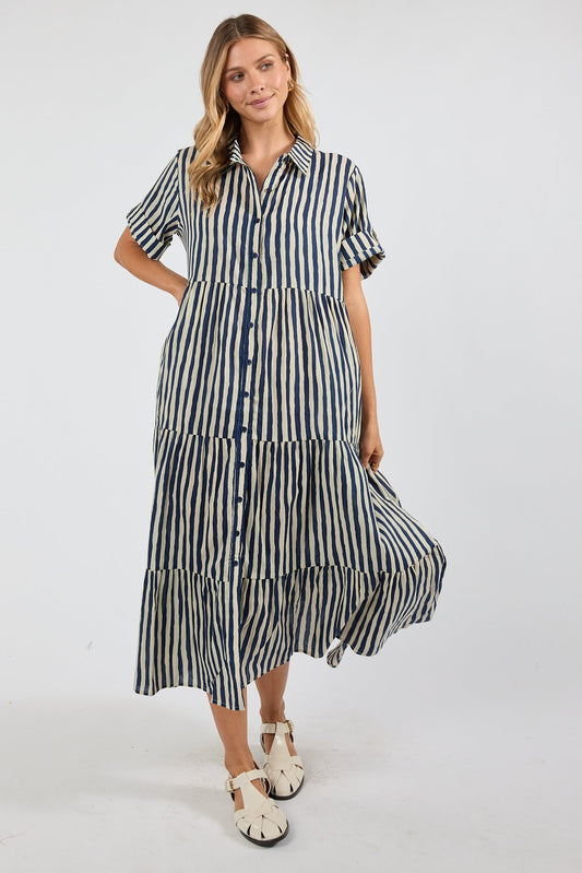 Image of Dresses. Product name - PRE SALE | IBSA Dixie Midi Navy in Navy colour by brand - I.B.S.A