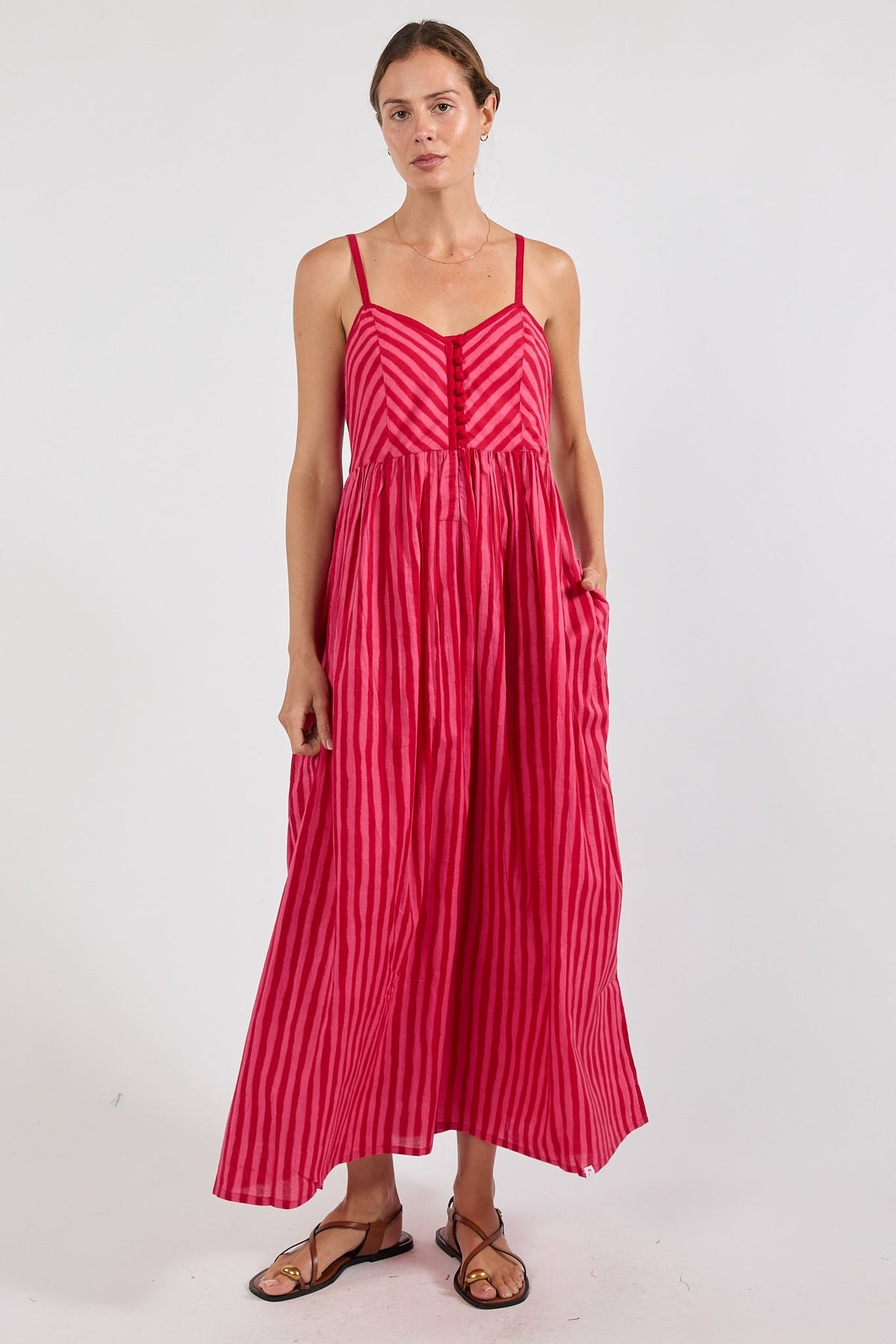 Image of Dresses. Product name - PRE SALE | IBSA Dixie Sundress Melon in Melon colour by brand - I.B.S.A