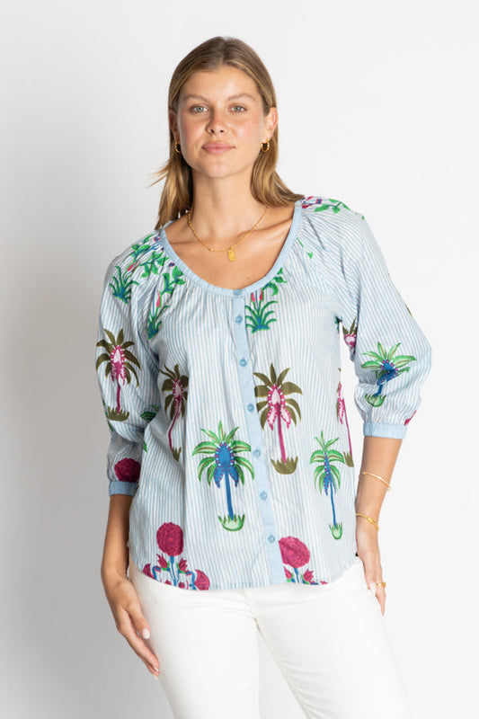 Image of Shirts. Productname: IBSA Hampton Shirt Ocean in Ocean colour by brand - I.B.S.A