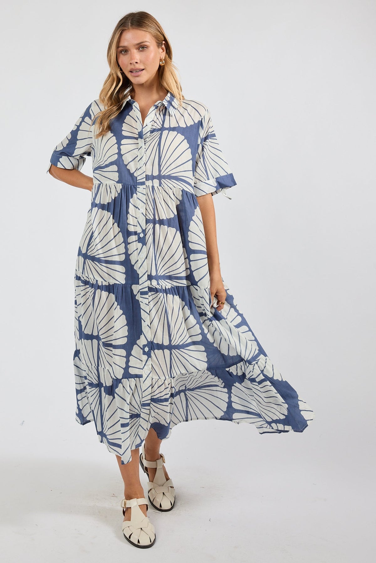 Image of Dresses. Product name - PRE SALE | IBSA Kayce Midi Navy in Navy colour by brand - I.B.S.A