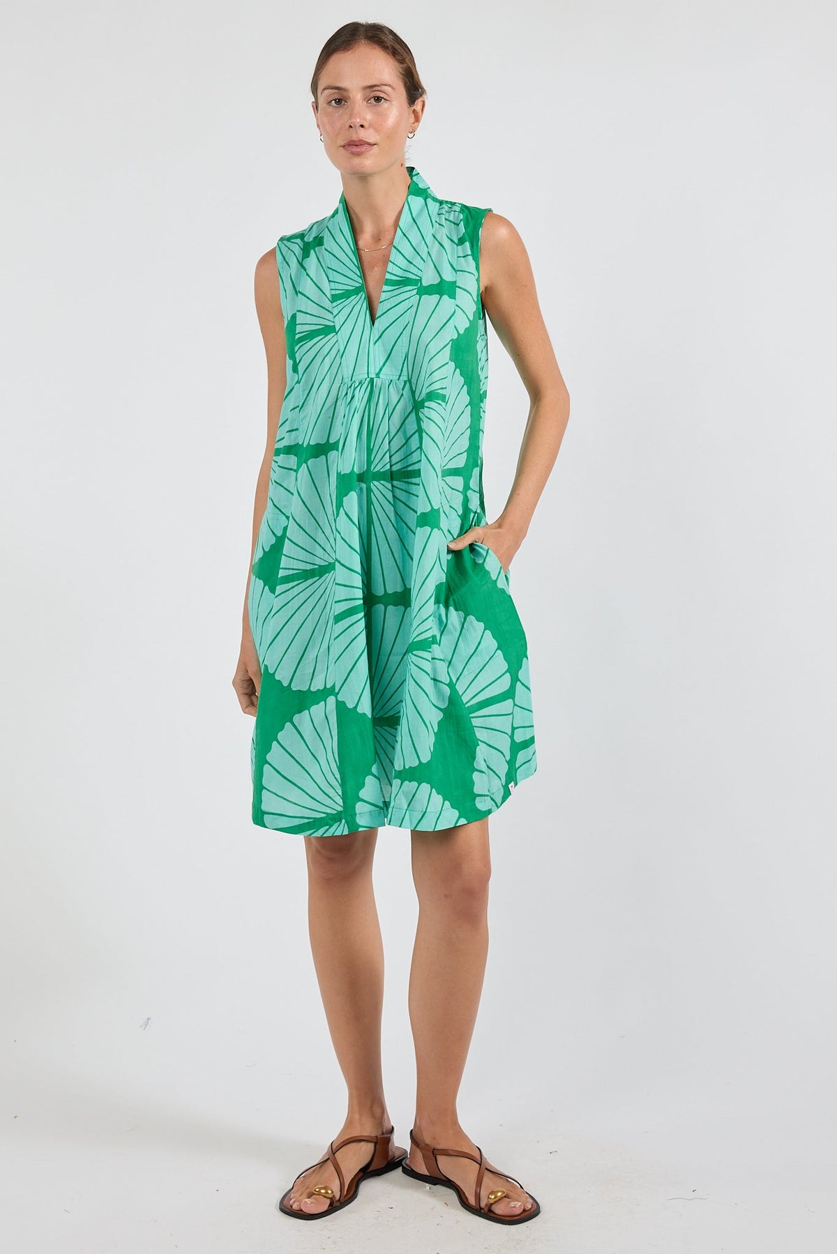 Image of Dresses. Product name - PRE SALE | IBSA Kayce Sleeveless Dress Sea in Sea colour by brand - I.B.S.A