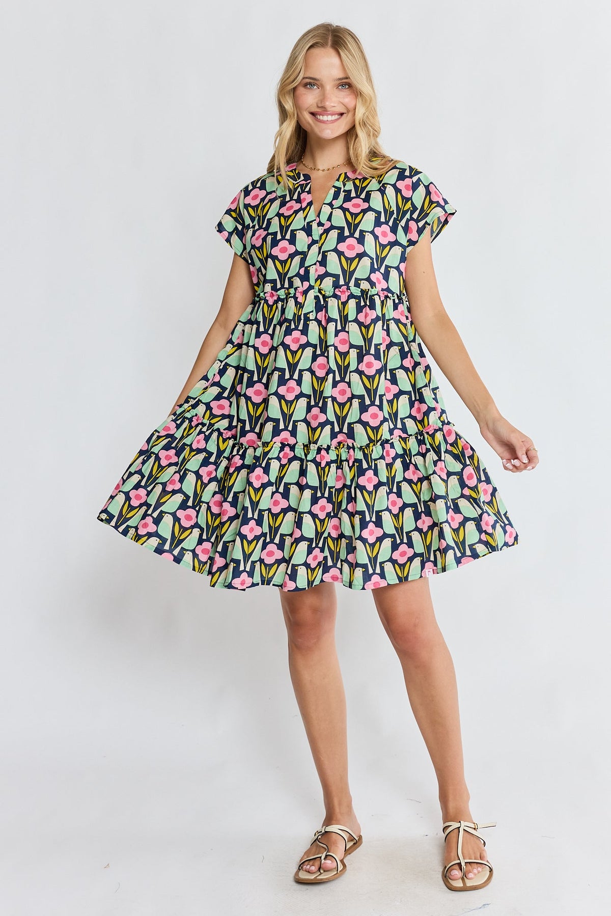 Image of Dresses. Product name - PRE SALE | IBSA Maya Tiered Dress Navy in Red colour by brand - I.B.S.A