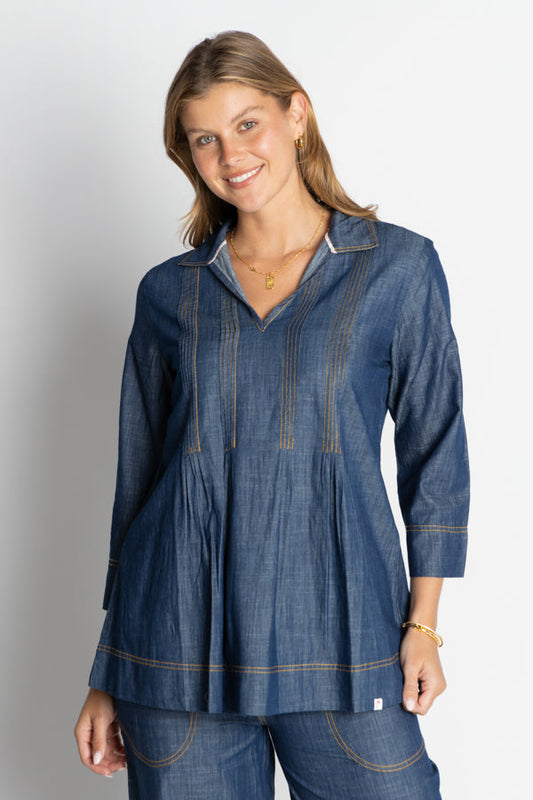 Image of a model wearing Tops. Productname: IBSA Memphis Top Dark in Dark colour by brand - I.B.S.A