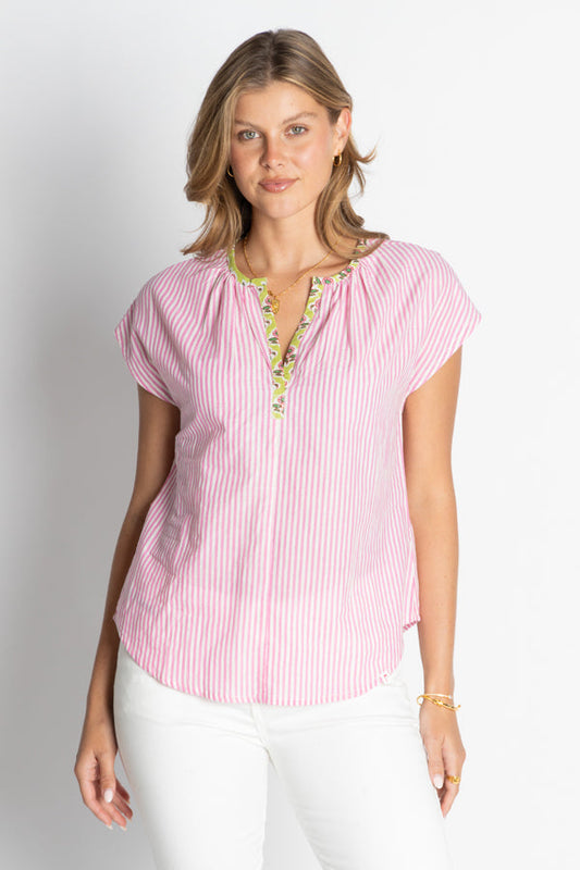 Image of a model wearing Tops. Productname: IBSA Mississippi Top Melon in Melon colour by brand - I.B.S.A