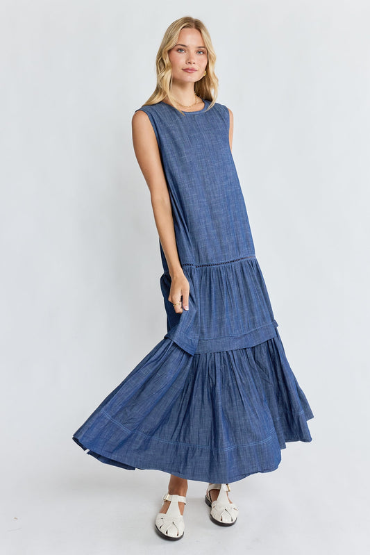 Image of Dresses. Product name - PRE SALE | IBSA Montana Sleeveless Midi Dark in Tan colour by brand - I.B.S.A