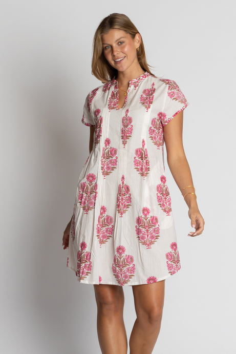 Image of Dresses. Product name - IBSA Ohio Tuck Dress Melon in Melon colour by brand - I.B.S.A