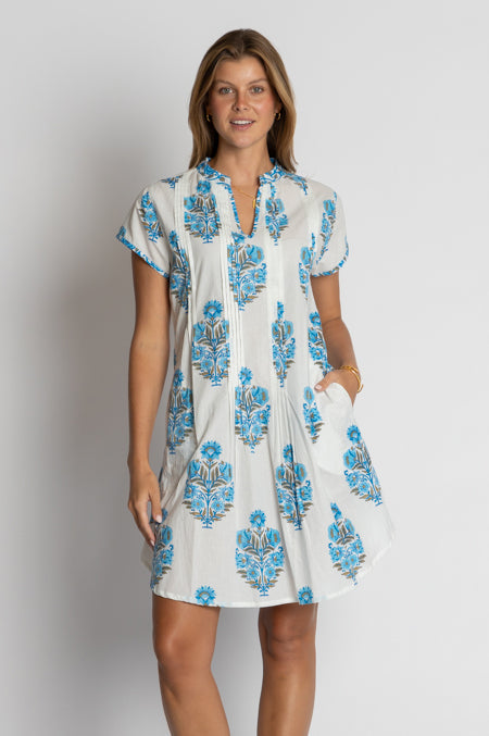 Image of Dresses. Product name - IBSA Ohio Tuck Dress Ocean in Ocean colour by brand - I.B.S.A