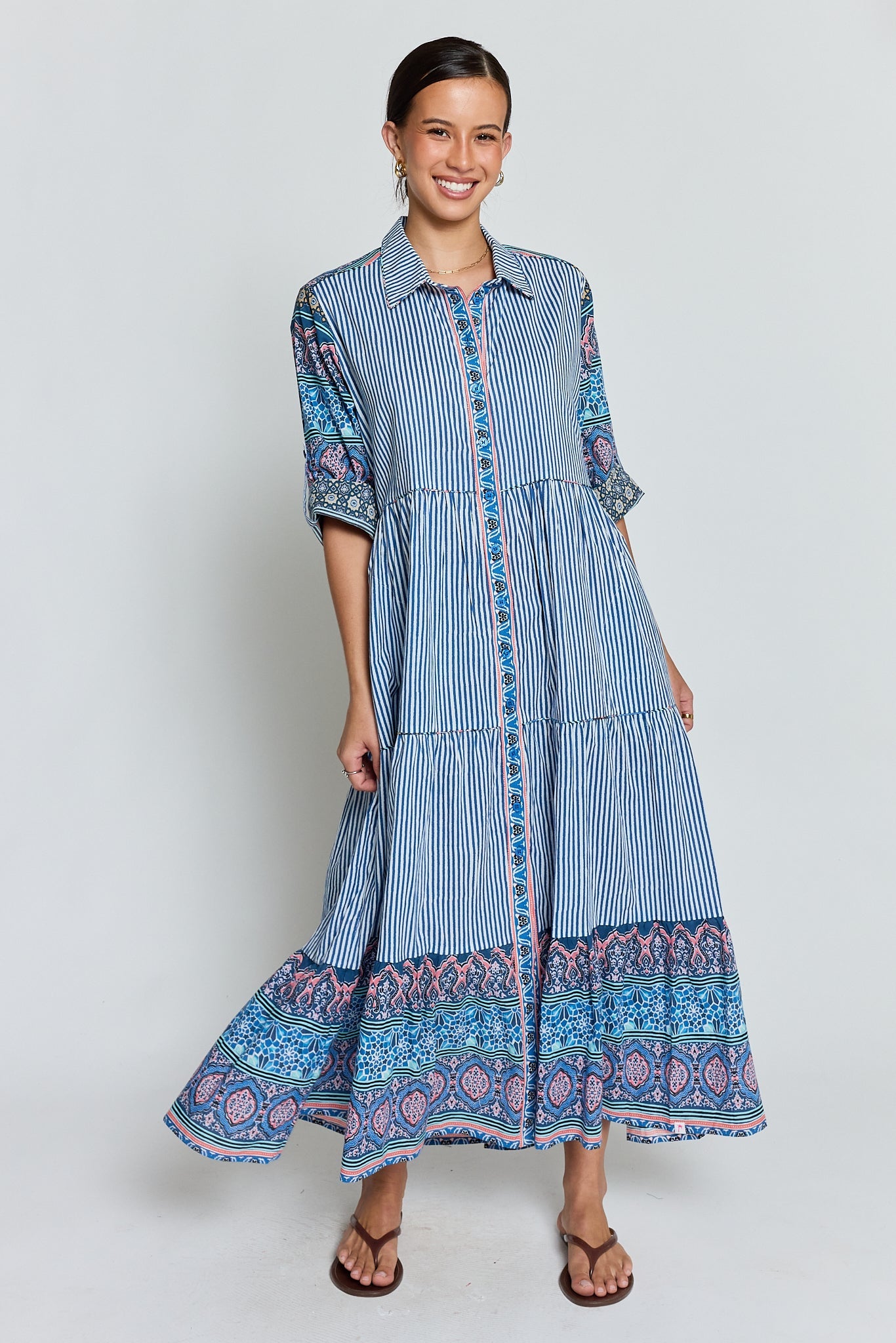 Image of Dresses. Product name - IBSA Oxana Midi Navy in Navy colour by brand - I.B.S.A
