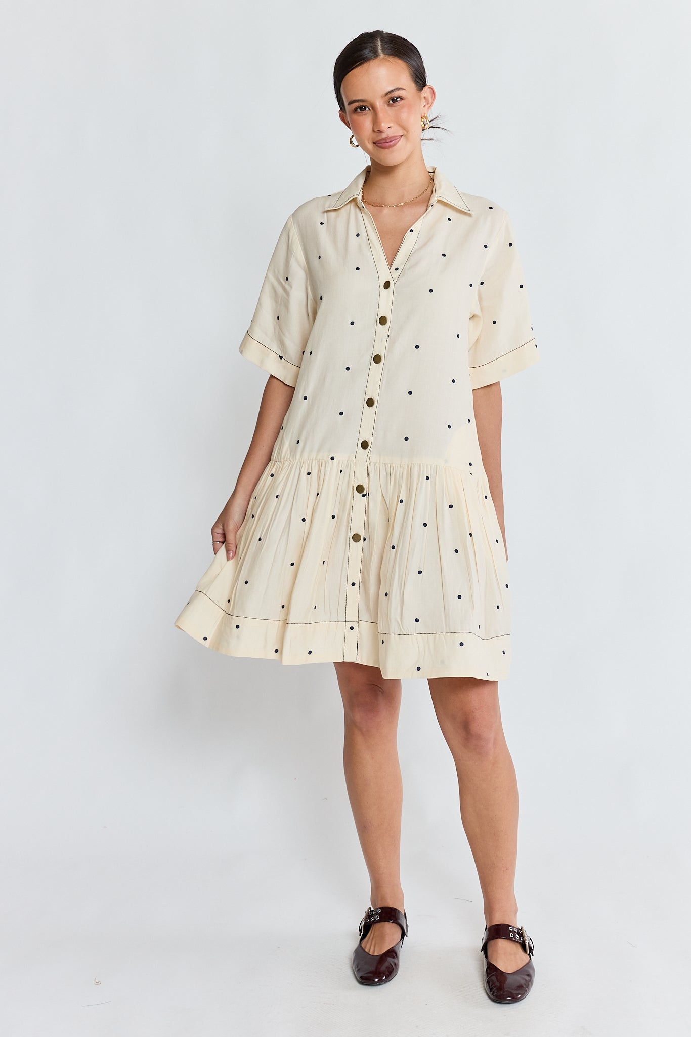 Image of Dresses. Product name - IBSA River Dress Cream in Cream colour by brand - I.B.S.A