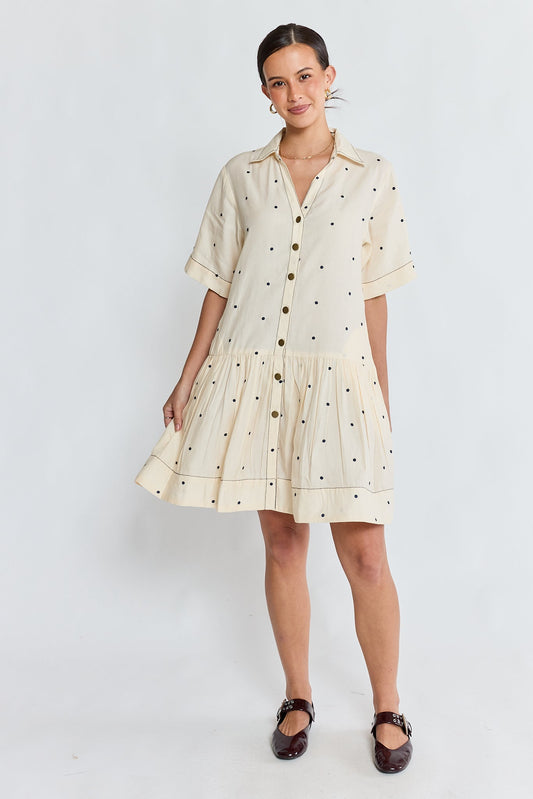 Image of Dresses. Product name - IBSA River Dress Cream in Cream colour by brand - I.B.S.A