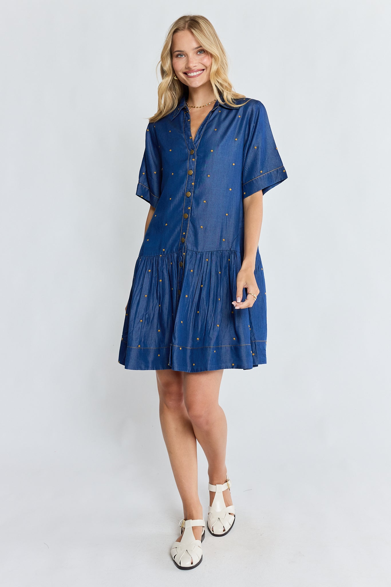 Image of Dresses. Product name - IBSA River Dress Indigo in Indigo colour by brand - I.B.S.A