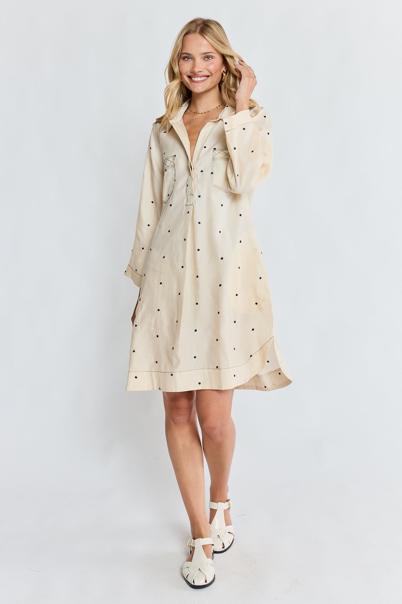 Image of Dresses. Product name - IBSA River Shirtmaker Cream in Cream colour by brand - I.B.S.A