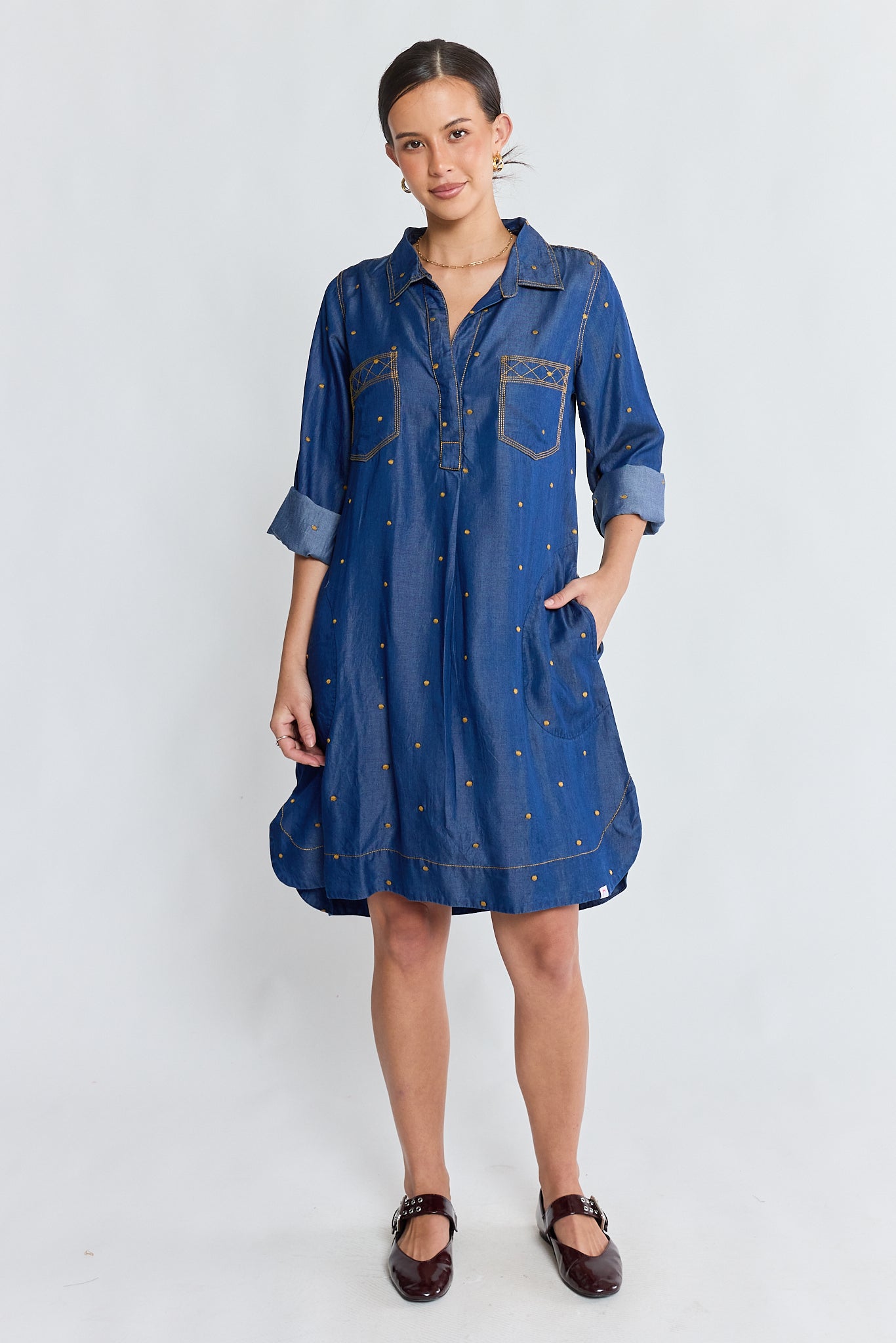 Image of Dresses. Product name - IBSA River Shirtmaker Indigo in Indigo colour by brand - I.B.S.A