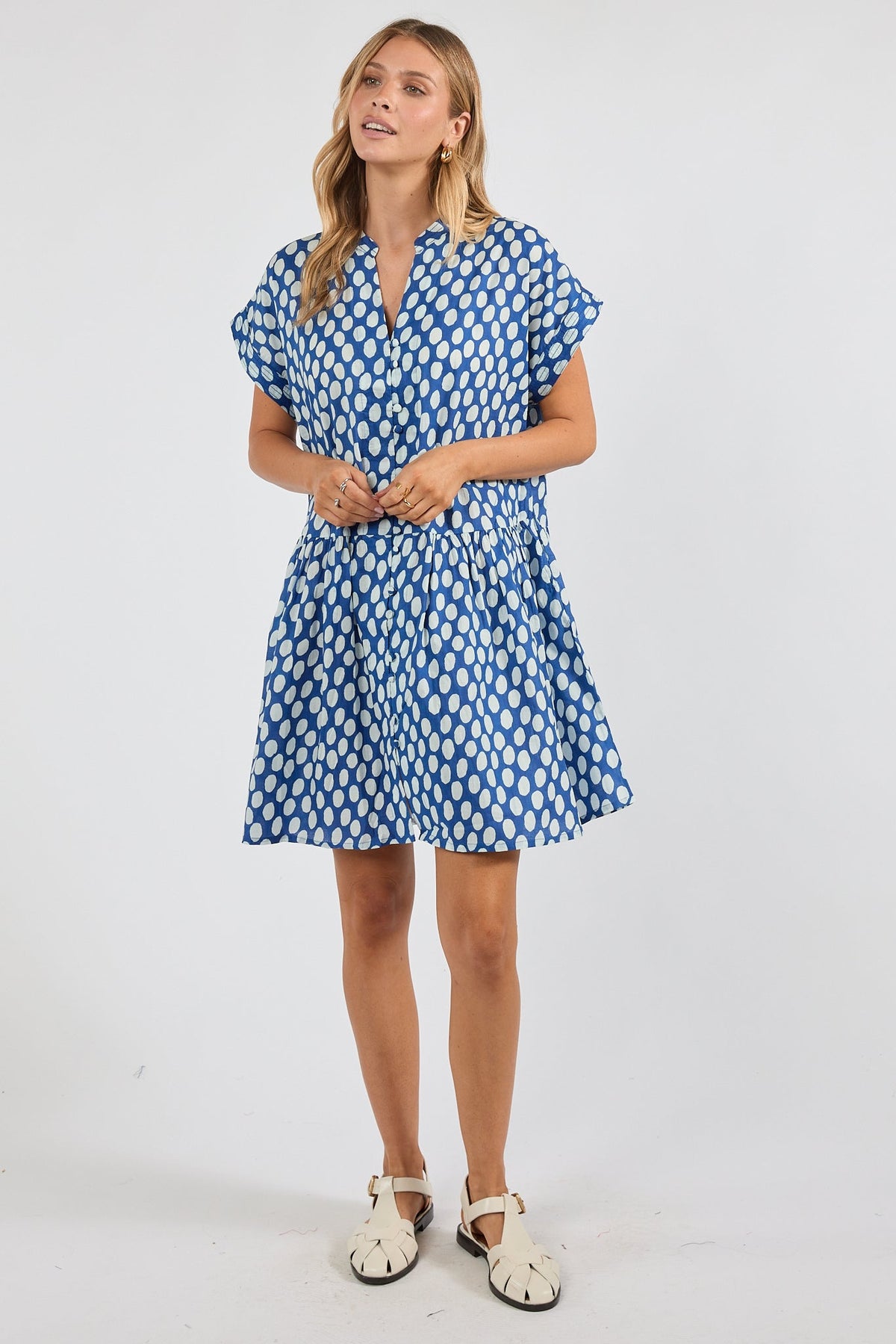 Image of Dresses. Product name - IBSA Spot On Dress Navy in Navy colour by brand - I.B.S.A