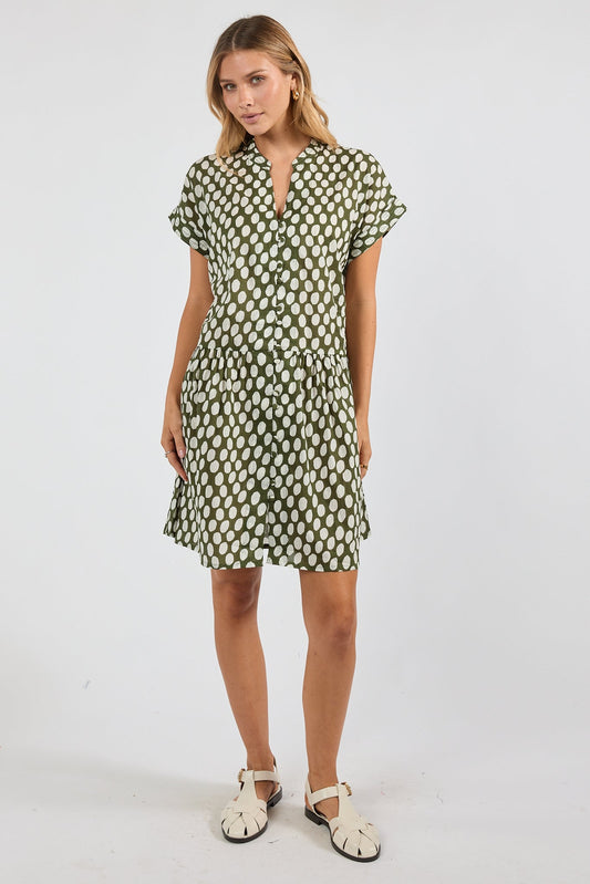Image of Dresses. Product name - IBSA Spot On Dress Olive in Olive colour by brand - I.B.S.A