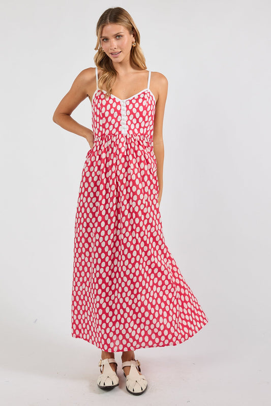Image of Dresses. Product name - IBSA Spot On Sundress Coral in Coral colour by brand - I.B.S.A