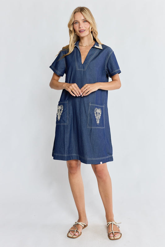Image of Dresses. Product name - PRE SALE | IBSA Tanner Dress Dark Blue in Blue colour by brand - I.B.S.A