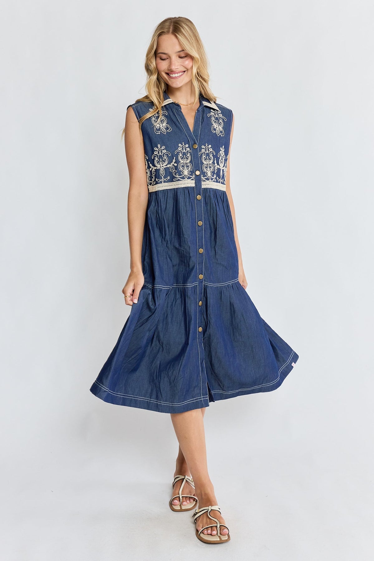 Image of Dresses. Product name - PRE SALE | IBSA Tanner Midi Dark Blue in Blue colour by brand - I.B.S.A