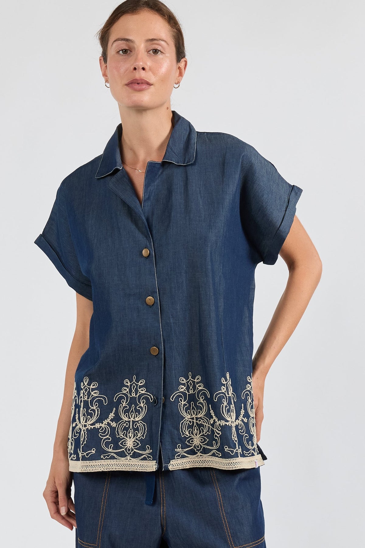 Image of Shirts. Product name - PRE SALE | IBSA Tanner Shirt Dark Blue in Blue colour by brand - I.B.S.A