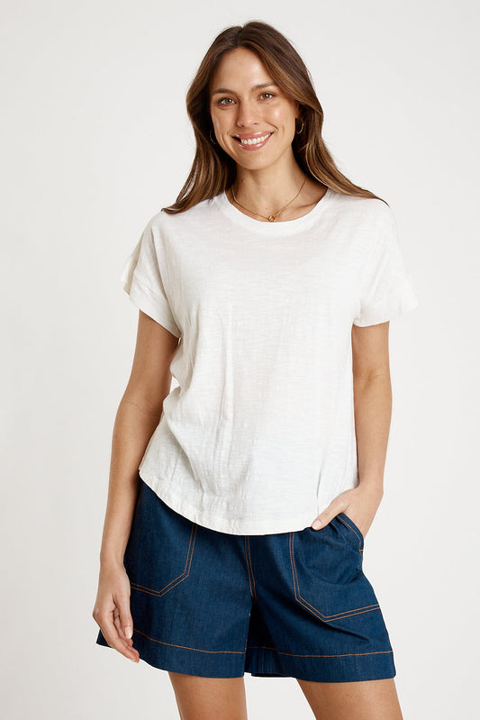 Image of T-Shirts. Productname: IBSA T-Shirt Plain Round Neck White in White colour by brand - I.B.S.A