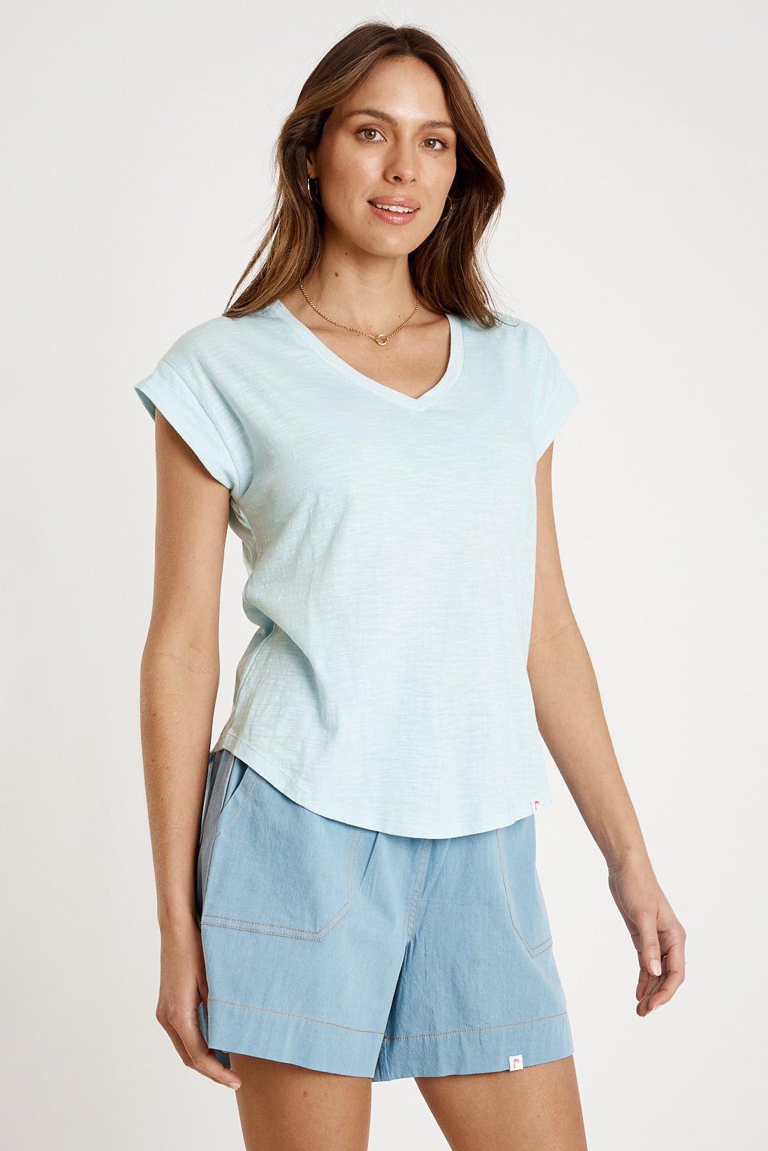 I.B.S.A IBSA Plain T-Shirt V Neck (Blue)