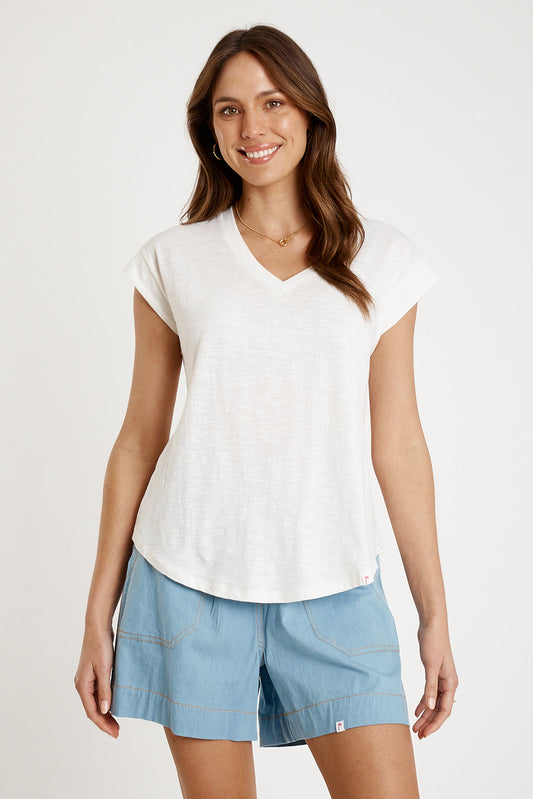 Image of T-Shirts. Productname: IBSA Plain T-Shirt V Neck White in White colour by brand - I.B.S.A