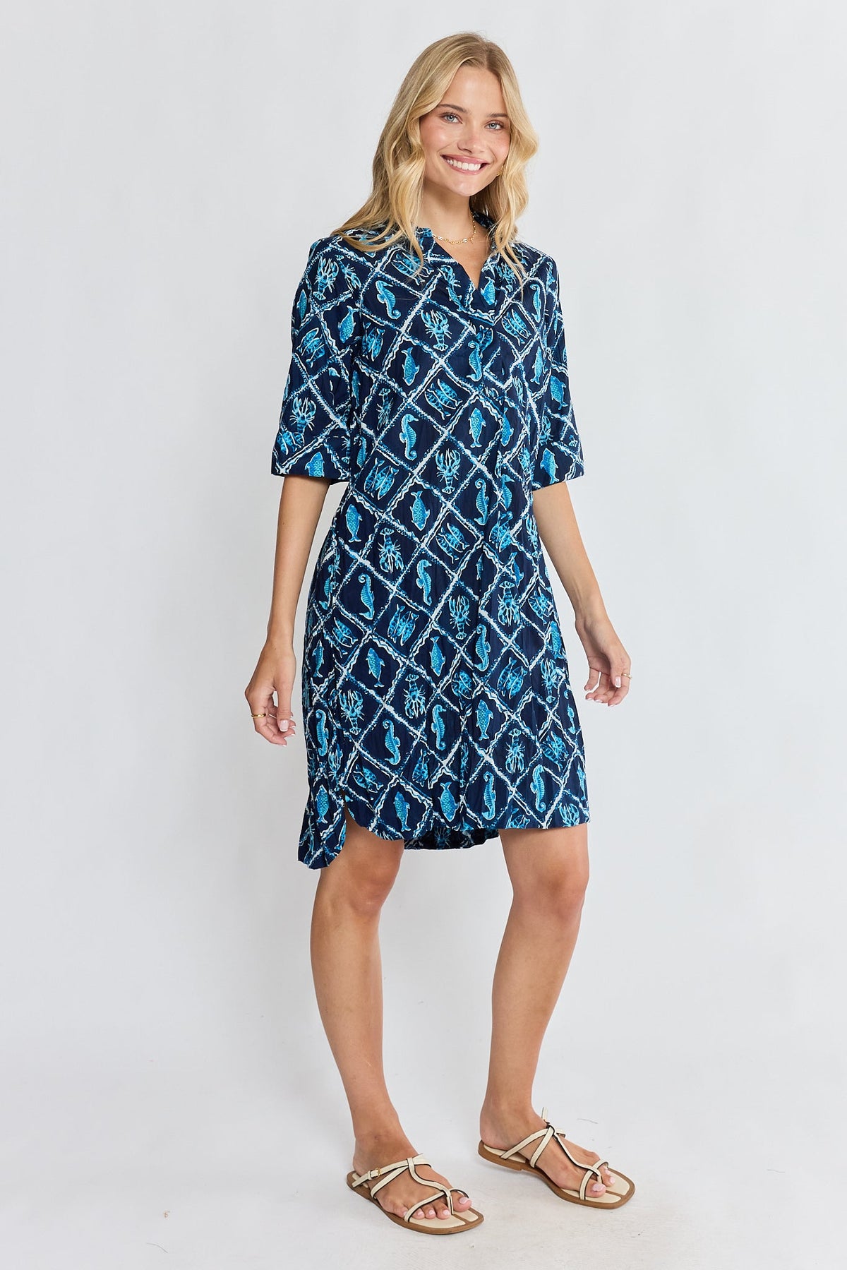 Image of Dresses. Product name - PRE SALE | IBSA Zeke Shirtmaker Navy in Navy colour by brand - I.B.S.A