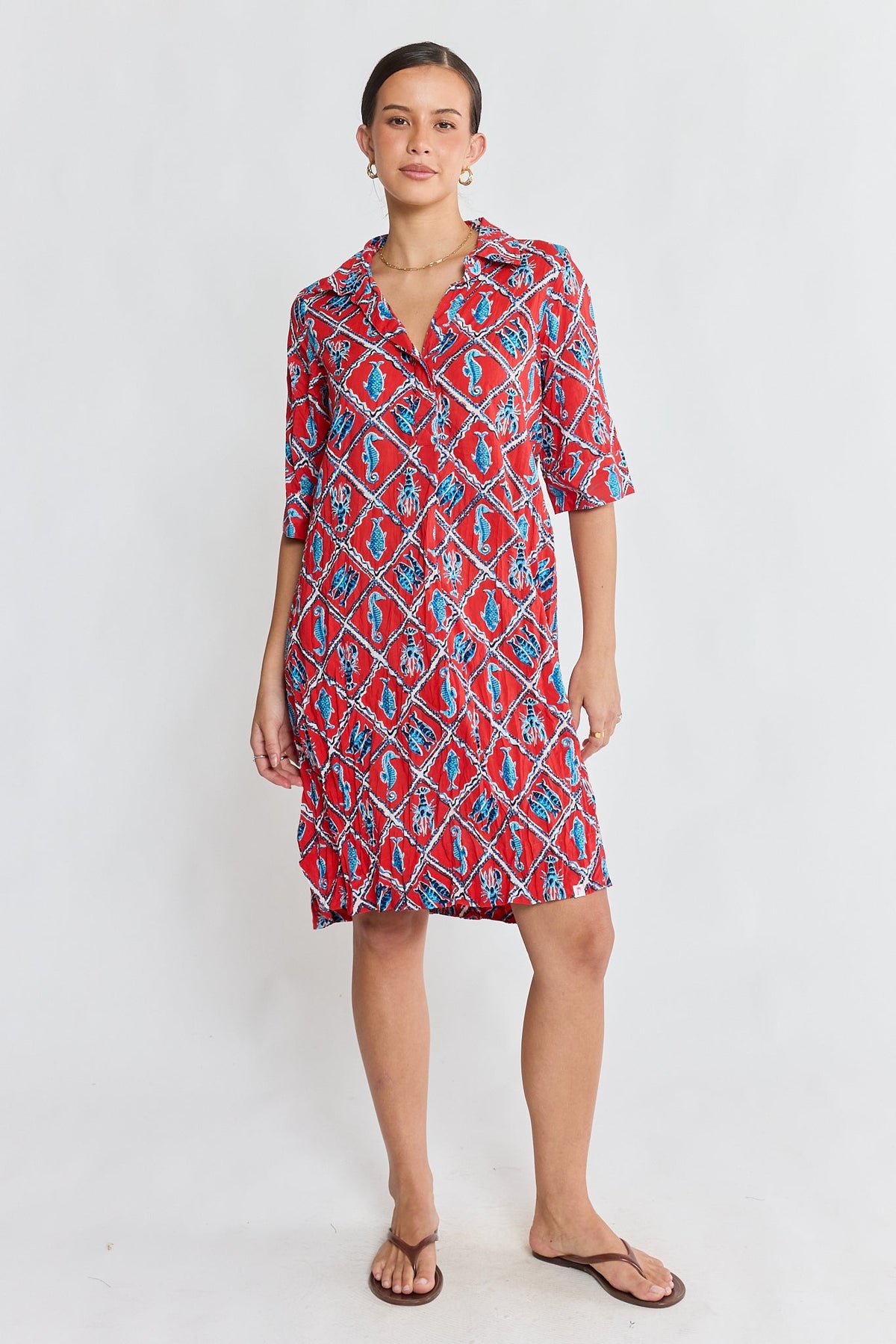 Image of Dresses. Product name - PRE SALE | IBSA Zeke Shirtmaker Red in Red colour by brand - I.B.S.A