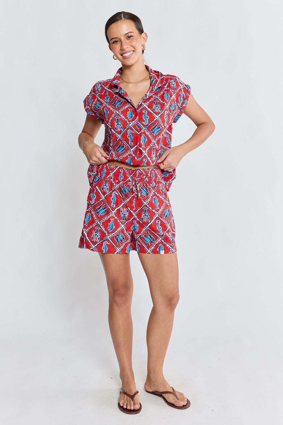 Image of a model wearing Shorts. Product name - PRE SALE | IBSA Zeke Short Red in Red colour by brand - I.B.S.A