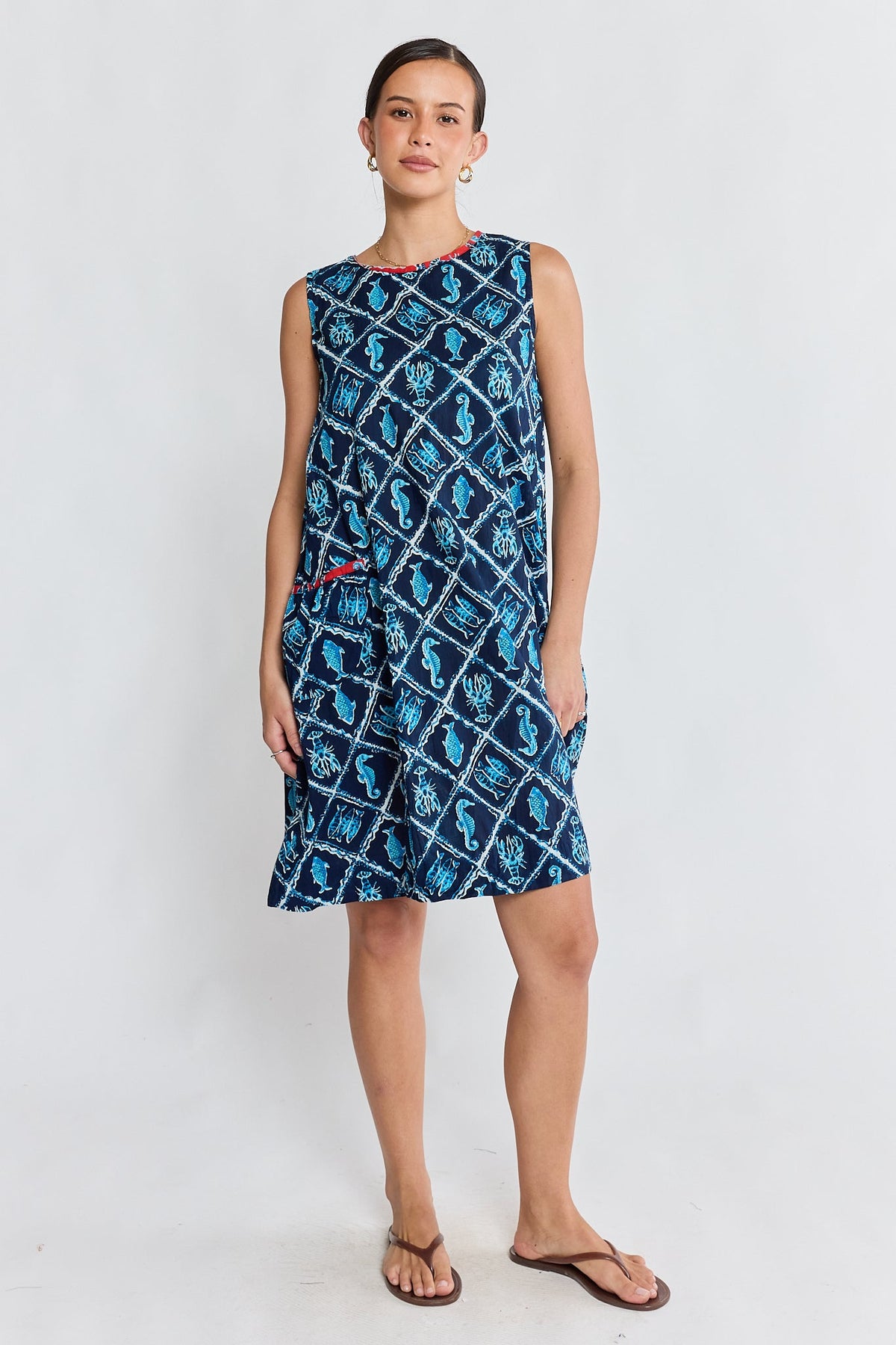 Image of Dresses. Product name - PRE SALE | IBSA Zeke Swing Dress Navy in Navy colour by brand - I.B.S.A