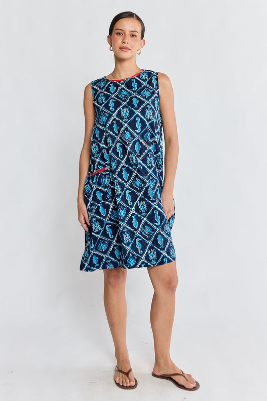 Image of Dresses. Product name - PRE SALE | IBSA Zeke Swing Dress Navy in Navy colour by brand - I.B.S.A